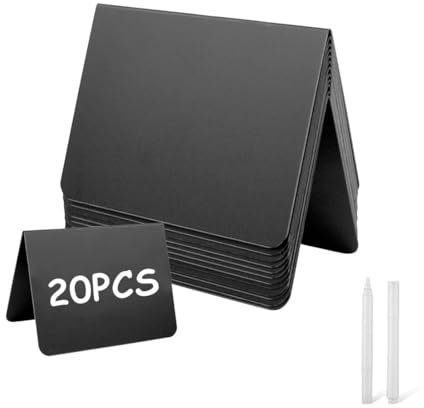 Aililong 20 Schiefertafeln zum Beschriften, Preisschilder Aufsteller in V-Form für Gastronomie & Co. - Mini Tafeln zum Beschriften für Buffet, Hochzeit, Party