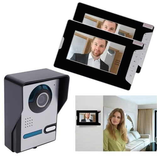 WOLEGM Video Türsprechanlage, 4 Draht 7 Gegensprechanlage mit LCD-Bildschirm, 92° Kamera, Verdrahtet Klingel, Nachtsicht für 2-familienhaus