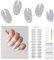 DUKASOU Semi-Cured Gel Nail Strips, 22 Pieces Real Nail Polish Stickers, Gel Nail Stickers, Decals, Long-Lasting Nail Polish Strips for Women and Girls(Sparkling Silver)