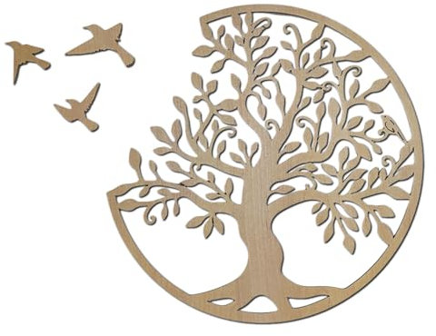 SENTOP HDF0504 Tableau sculpté sur le mur en bois pour intérieur Motif arbre de vie (érable, 120 cm)