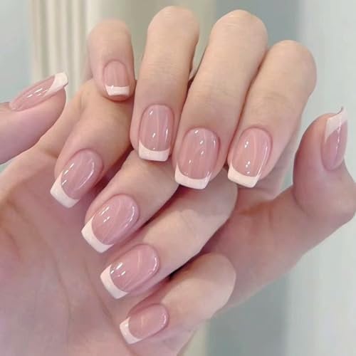 24 Stück künstliche Nägel, Press-on-Nägel, French Tip, Kiss Nails, Fake Nails, Stick-on-Nägel, French Nails für Frauen und Mädchen für den Alltag