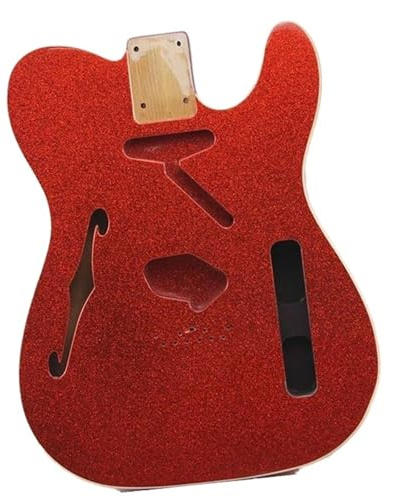DIY-Gitarren-Bodykit Roter E-Gitarrenkorpus Erlenholz Große Partikel Glänzend Lackierter Gitarrenkorpus F-Loch Semi Hollow
