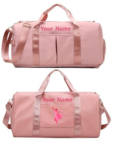 Bolsa de Equipaje Personalizada con Texto de Nombre de Foto, Bolsa de Viaje Personalizada con Bolsillos húmedos y Secos y Compartimento para Zapatos, Bolsa de Gimnasio de Baile Personalizada