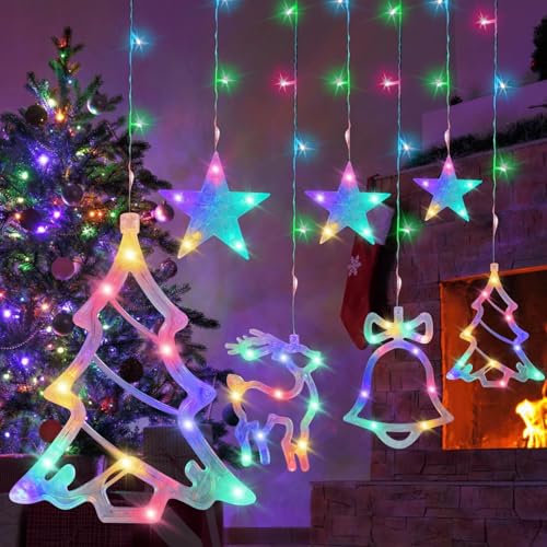 Rideau Lumineux de Noël,Guirlandes Lumineuses Rideau, LED Décoration Noël Fenêtre Lumineux Deco, pour Noël, Mariage, Anniversaire, Fenêtre, Maison