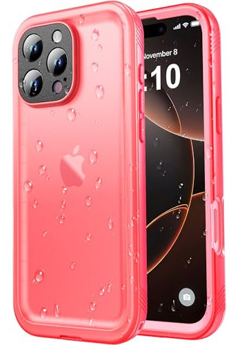 SPORTLINK für iPhone 16 Pro Max Hülle Wasserdicht - 360 Grad Outdoor Schutzhülle kameraschutz Displayschutz [Kamera-Steuerung] [IP68 Waterproof] [6FT Stoßfeste Hard Case] Panzerhülle Rosa 6,9
