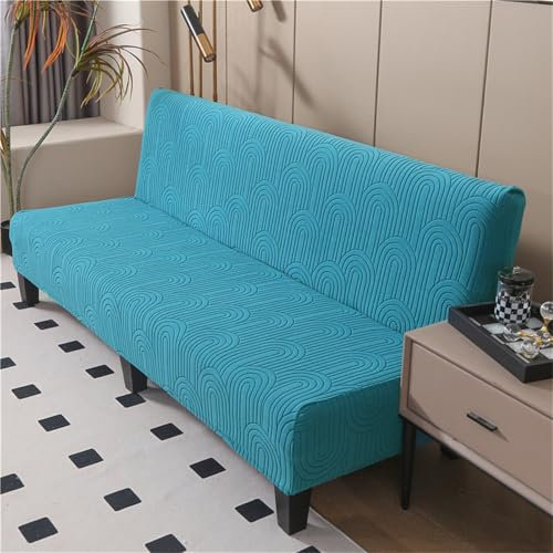 Odot Sofabezug 3/2/1 Sitzer Ohne Armlehne, Verdickter Jacquard Überzug Keine Armlehnen Sofaüberwurf, Einstellbar Stretch Sofabettüberzug, Antirutsch Sofa Überzug (L(190-230cm),Türkis)
