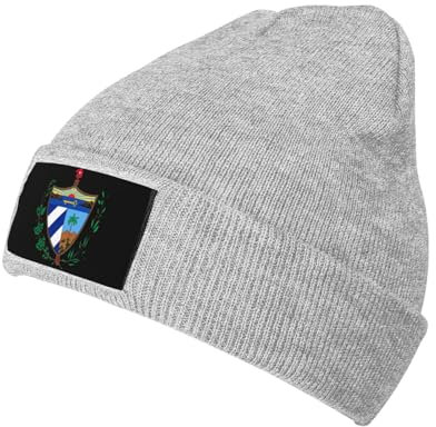 Oudrspo Graue Wappen von Kuba Strickmütze Damen Mütze mit Bündchen Unisex Beanie Mütze