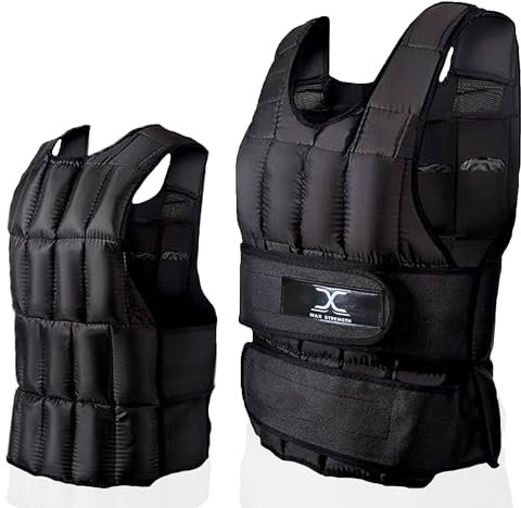 MAXSTRENGTH Adjustable Weighted Vest for Weight Loss & Fitness Training Comfortable Fit for Running & Strength Training (10kg)