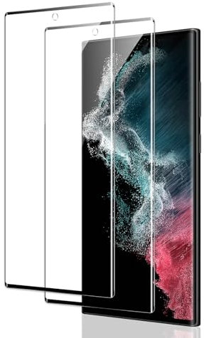 [2 Pièces] Verre Trempé Pour Samsung Galaxy S22 Ultra 5G Pouces, Film en Protection Écran, Dureté 9H Film Protecteur Vitre, Anti-rayures, Sans Bulles, Anti-empreintes, 3D Incurvé Couverture Complète