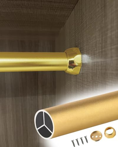 Kleiderstange Schrank Industrieller Kleiderständer Aus Rohren, An Der Wand Montierte Kleiderstange, 10 20 30 40 50 60 70 Zoll Länge, Platzsparende Kleiderstange für Den Diener Im Schrank(Gold,65cm(25