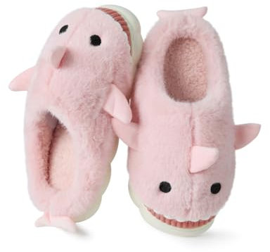 Coswind Pantofole Donna Uomo Invernali Ciabatte di Mucca Caldo with Memory Foam Cartone Animato Sliders Morbido Peluche Interno Esterno Slippers Rosa 260