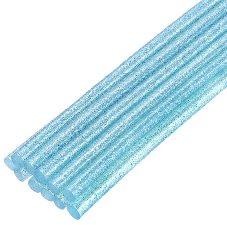 QUARKZMAN Mini Bastoncini di Colla a Caldo per Pistola Colla 7mm x 200mm Glitter Trasparente Blu 12pz