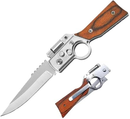Générique AK47 Couteau pliant avec forme d'aile multifonctionnelle et lampe de poche, adapté au transport quotidien et au camping en plein air