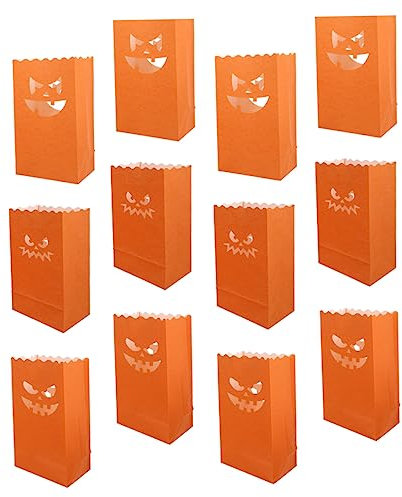 Housoutil Halloween Papierlaterne 12stücke Papier Kürbis Party Decor Orange
