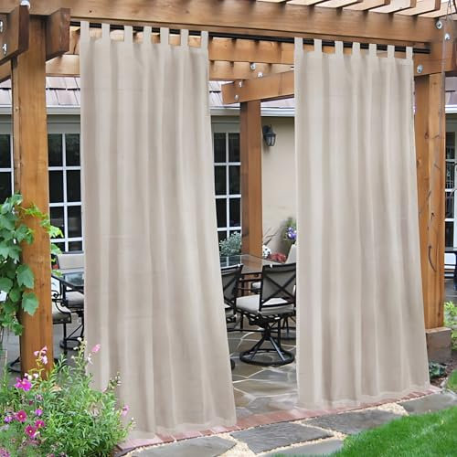 SHENJIE Lot de 2 rideaux d'extérieur imperméables pour tonnelle, pergola, patio, jardin, porche - 132 x 274 cm - Avec fermeture Velcro sur le dessus