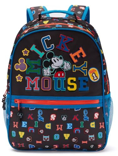 Disney Store Official Mickey Mouse Letters Backpack - Kids Backpack with Embroidered Accents, Adjustable Straps, Zip Compartments & Mesh Pockets, Screen Art Featuring Mickey Mouse