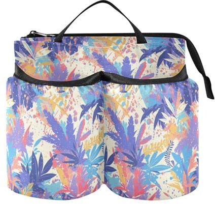 Portavasos, maleta, portátil, primavera, hojas coloridas, portador de bebidas de viaje, dos portavasos para asistentes imprescindibles