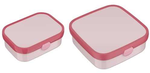 Mepal Bento Fiambreras pequeñas y grandes campus, juego de fiambreras para niños, incluye compartimentos y tenedores a prueba de fugas, 750 ml + 1250 ml, rosa frío