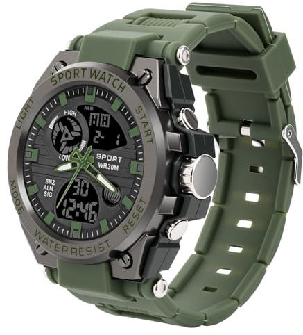 AOOSU Uhren Herren Digitaluhr, Analoge Oder Digitale Sportuhr Outdoor Tactical Watch Digital Herrenuhr Wasserdicht Armbanduhr Herren Militär Uhr mit Datum, Wecker, Stoppuhr, Leuchtendes Display