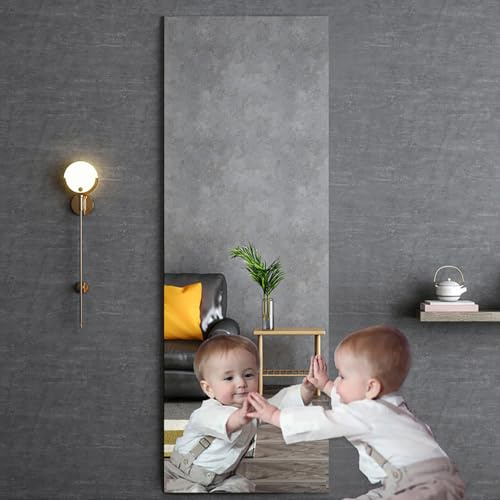 Cosrogo Wandspiegel Selbstklebend (40 x 120cm Einzelstück) Spiegelfolie Wandspiegel Klebespiegel,DIY Türspiegel Ganzkörperspiegel Acryl 2mm Dicke,für Schlafzimmer Wohnzimmer Kinderzimmer Schrank
