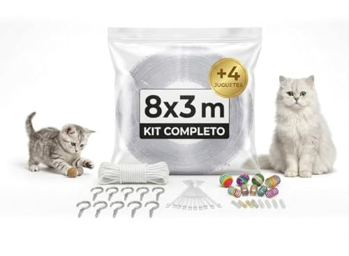 DALBUR® Red para Gatos Terraza + Juguetes para Gato | Red Gatos Ventana | Malla Protectora Balcon | Red Gatos | Red Gatos Ventanas Seguridad Transparente