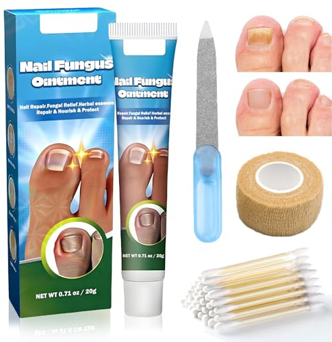 Extra Strength Fungal Nail Treatment Cream, 20g Nail Care Kit | Moisturising nail cream, cotton swabs and file included, for thick, brittle, cracked toenails and fingernails, home care
