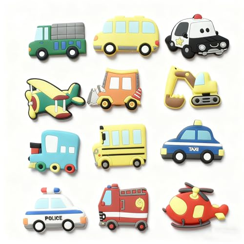 12 Stück Kühlschrankmagnete Für Kleinkinder,Transport-Fahrzeug Gummi Kühlschrank Magnete Kinder Cartoon Fahrzeuge Kinder Magnete Geeignet Für Kühlschränke,Büros,Wohnungen,Schränke,Whiteboards Usw