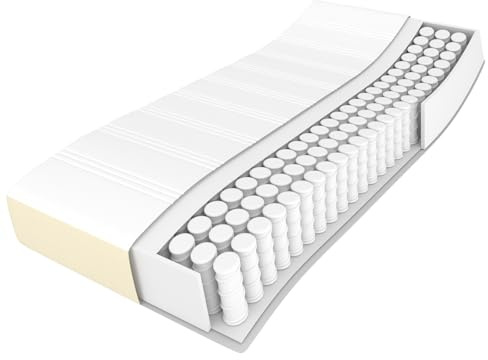 vidaXL Taschenfederkernmatratze Mittel Matratze Bett Matratzen Taschenfederkern Federkernmatratze Schaumstoffmatratze Creme 90x190x20cm Kunstleder