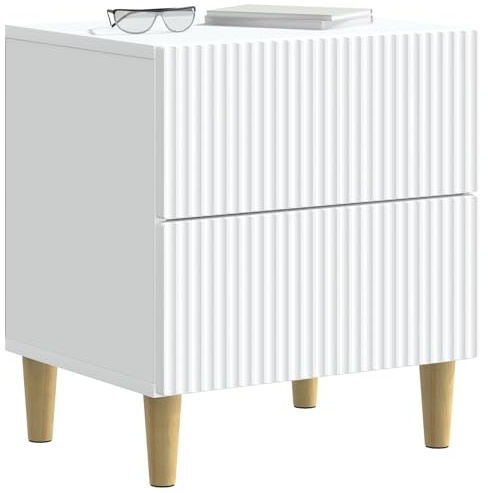 vidaXL Nachttisch 2 pcs Weiß 43 x 34,5 x 48 cm Holzwerkstoff, Schlafzimmer Aufbewahrung, Rechteckiger Nachttisch, Vintage-Stil, eleganter Organizer
