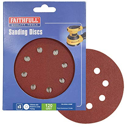 Faithfull ADHL125MF 125mm Hook and Loop Sanding Disc DID3 Medium Fine (Pack of 5)