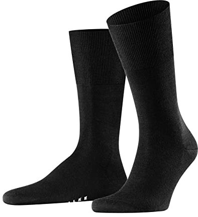 FALKE Herren Socken Airport M So Wolle Baumwolle einfarbig 1 Paar, Schwarz Black 3000, 39-40