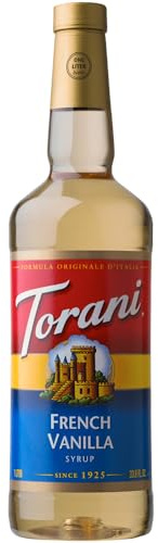 Torani French Vanilla Coffee Syrup (750ml) – Premium Cane Sugar French Vanilla Syrup for Coffee, Lattes, Hot Chocolate & Protein Shakes – Rich, Creamy & Delicious – Ideal for Drinks and Desserts