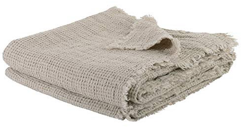 Honeybee-Plaid – weiche Decke aus Leinen – einfarbig gewebtes Plaid mit Fransen aus Naturmaterialien – 170x230 cm – 090 clay – von ’zoeppritz since 1828’