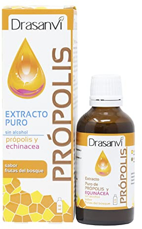 Propolis Extracto sin Alcohol Drasanvi con Equinacea en 50ml Sin Gluten | Propolis Puro con Equinacea, sin Alcohol, Ayuda al Sistema Inmunitario, Sabor Frutas del Bosque, Sin Gluten Diariamente