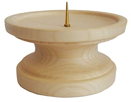 gedrechselter Leuchter Kerzenständer helles Holz (Ahorn) Lüster Kerzenleuchter, für Kerzen von max. 8 cm Durchmesser, Kerzenhalter, Holzkerzenständer, Holzkerzenhalter, Kerzenhalter