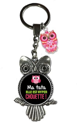 Porte clé métal Ma chouette Tata idée ceadeau-anniversaire-fête-noël