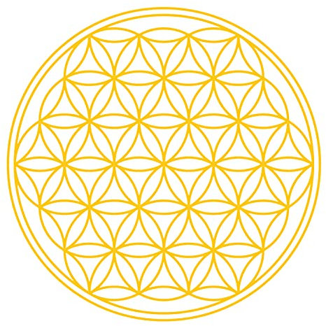 Blume des Lebens - IN - Geometrie - Wandtattoo Wandaufkleber Sticker Aufkleber (40 (B) x 40 (H) cm, Gelb)