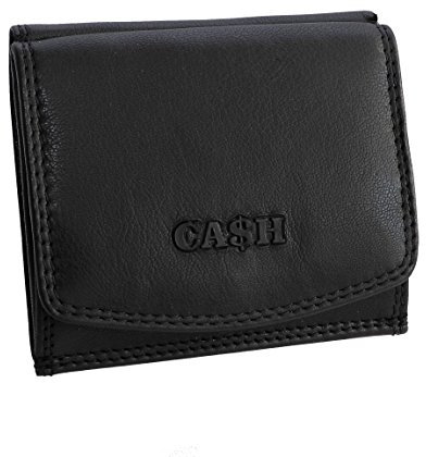 Damen Geldbörse von Cash - Wiener-Schachtel Leder-Brieftasche Geldbeutel Münzbörse Kombibörse Damen Portemonnaie - Leder (Schwarz) - präsentiert von ZMOKA®