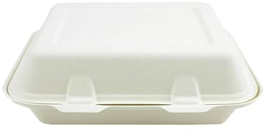 We Can Source It Ltd - 50 x Fully Biodegradable and Compostable Sugarcane Clamshell Takeaway Box 9 Inch with Double Compartment - Eco-friendly Packaging!