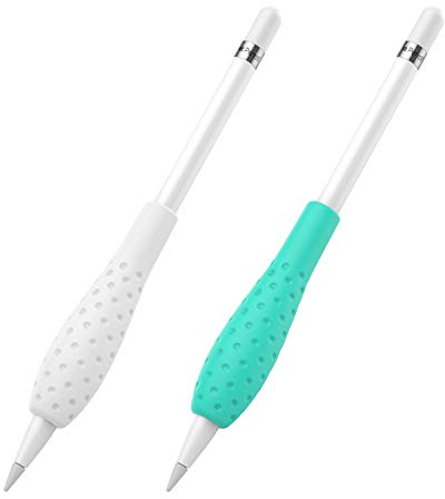MoKo - Funda de Silicona para Apple Pencil (diseño antirodado, Forma Triangular ergonómica), Funda de protección Flexible para Apple Pencil 1st / 2nd Generation, Color Blanco y Verde