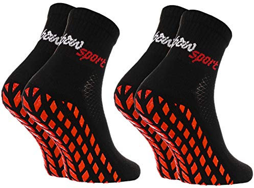 Rainbow Socks - Neo ABS Sport Socks - Damen Herren Neon Sneaker Sport Stopper Socken - 2 Paar - Schwarz - Größen 42-43