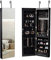COSTWAY Armoire à Bijoux Mural avec Miroir et Lumière LED Armoire de Rangement Accrochée à La Porte 120 x 36 x 10 cm (Noir)