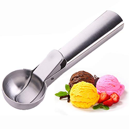 LHKJ Cuillère à Crème Glacée en Acier Inoxydable avec Déclencheur Pratique - Boules et Dipper pour Fruits et Melon d'Eau