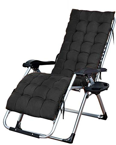 Liegestuhl Hochleistungs-Textoline mit Becherhaltern, Multi-Position-Sonnenliegen Garten-Gartenstühle, Max Load 200kg Deckchairs (Color : Black, Size : Support 200kg)