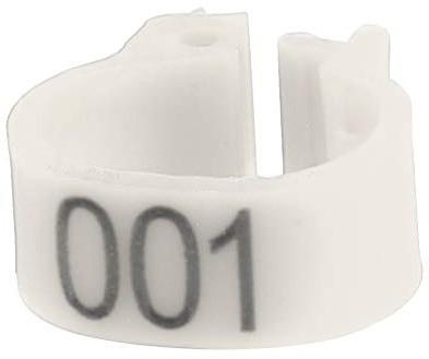 Pssopp Bird Leg Rings Multi-color Bird Leg Bands Plastic Poultry Leg Rings Set Pigeon Numbered Clip Rings 8 mm Leg Rings for Poultry Bird (White)