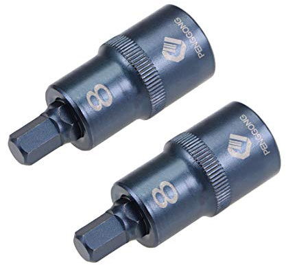 sourcing map 1/2 Drive x H8 (8mm) Hex Bit Socket, S2 Steel Bits, CR-V Sockets Metric 2 Length (for Hand Use Only) Blue 2pcs