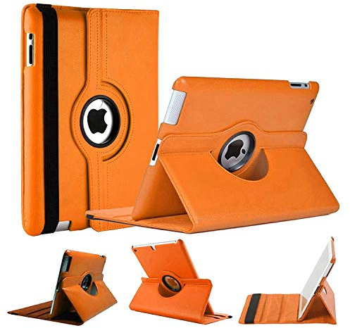 WorldBiz Étui pour iPad Pro 12,9 pouces (1ère et 2ème génération 2015 et 2017) Rotation à 360° Protection Totale Couverture avec Fonction Support Pliable Couleur Orange