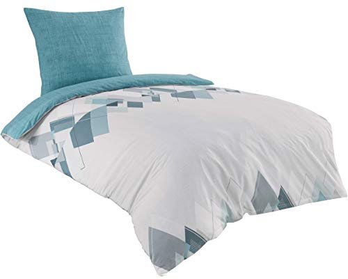Buymax Bettwäsche 155x220 cm – Bettwäsche Set 2-teilig 155 x 220 cm, Renforcé 100% Baumwolle, Bettbezug mit 1 Kissenbezug 80x80 cm, Oeko-TEX, Reißverschluss, weich und atmungsaktiv