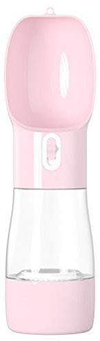 Bouteille Deau Portable pour Chien - Distributeur de Nourriture pour Eau Étanche pour Chien Tasse Légère - Récipient Deau de Voyage pour Chien pour Chiens Et Chats (Rose)