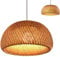 Retro Pendelleuchte Bambus Und Rattan Handgewebte Hängelampe Runden Holz Lampenschirm Höhenverstellbar E27 Pendellampe Wohnzimmer Schlafzimmer Esszimmer Küche Dekorative Beleuchtung Deckenleuchte,30cm
